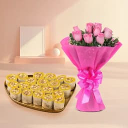 Dry Fruit Honey Dew from Adyar Ananda Bhawan with Pink Rose Bouquet 1