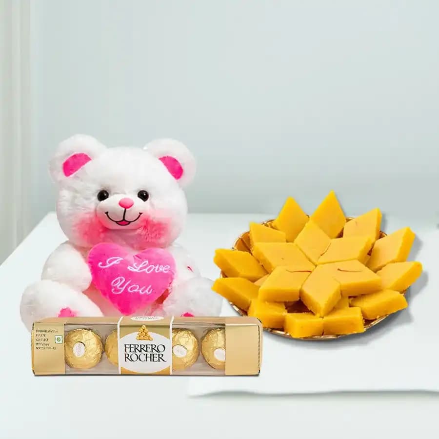 Badam Cake from Adyar Ananda Bhawan with Teddy N Ferrero Rocher