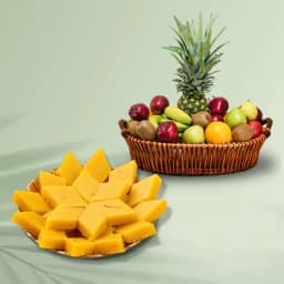 Badam Cake from Adyar Ananda Bhawan with Fresh Fruit Basket 1