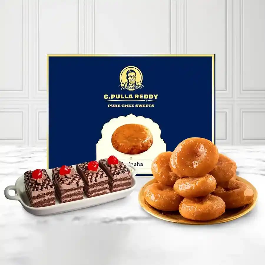 Badusha from G Pulla Reddy with Chocolate Pastry