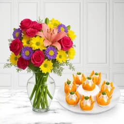 Badam Kalash from Dadus with a Mixed Flower Arrangement 1