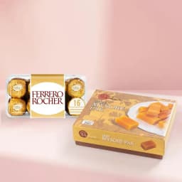 Ghee Mysorepak from Dadus with Ferrero Rocher 1