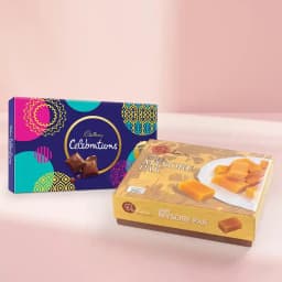 Ghee Mysorepak from Dadus with Cadbury Celebration 1