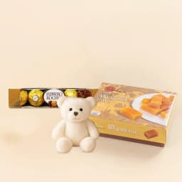 Ghee Mysorepak from Dadus with Teddy N Ferrero Rocher 1