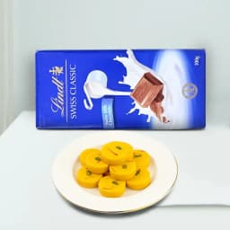 Kesar Peda from Dadus with Lindt Excellence Chocolate Bar 1