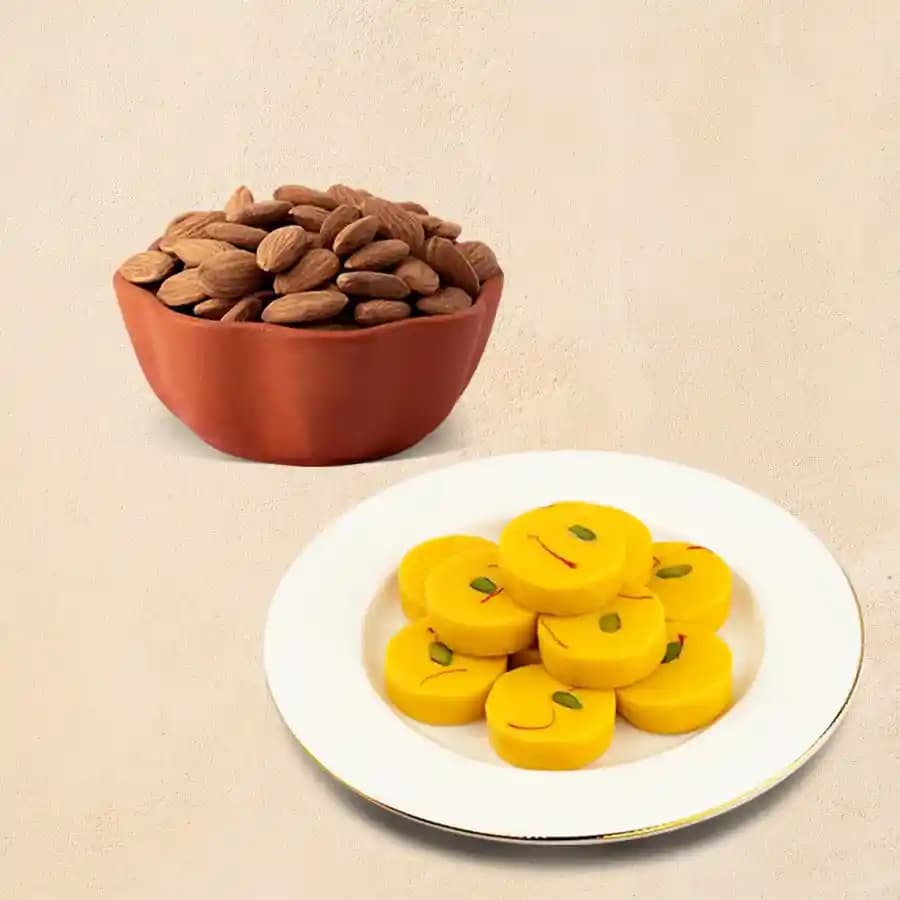 Kesar Peda from Dadus with Crunchy Almonds