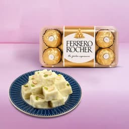 Malai Burfi from G Pulla Reddy with Ferrero Rocher 1