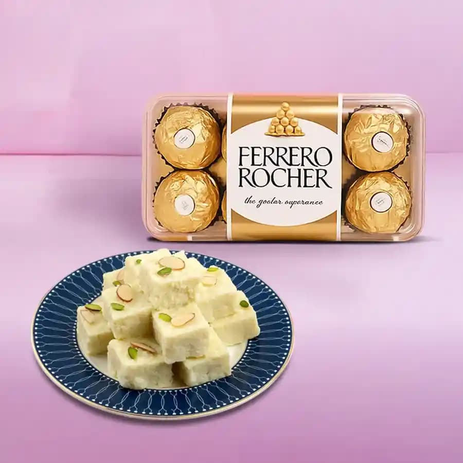 Malai Burfi from G Pulla Reddy with Ferrero Rocher