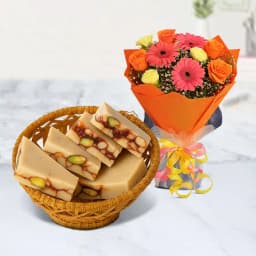 DryFruit Katli from G Pulla Reddy with Seasonal Flower Bouquet 1