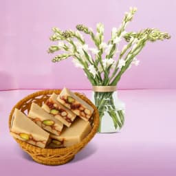 DryFruit Katli from G Pulla Reddy with Rajnigandha Stems 1