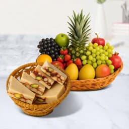 DryFruit Katli from G Pulla Reddy with Fresh Fruit Basket 1