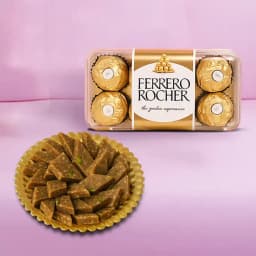 Peppery Cashew Burfi from Almond House with Ferrero Rocher 1