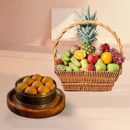 Bellam Sunni Laddu from Almond House with Fresh Fruit Basket 1