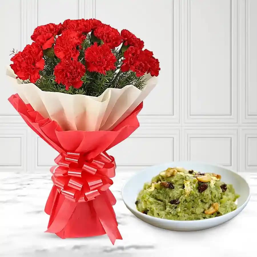 Sweet Dudhi Halwa Delight with Floral Elegance