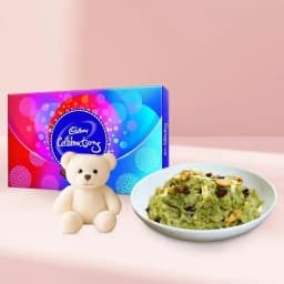 Delightful Dudhi Halwa with Cuddly Companion and Chocolate Treat 1