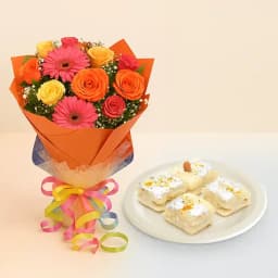 Indulgent Malai Delight with Fresh Floral Bouquet 1