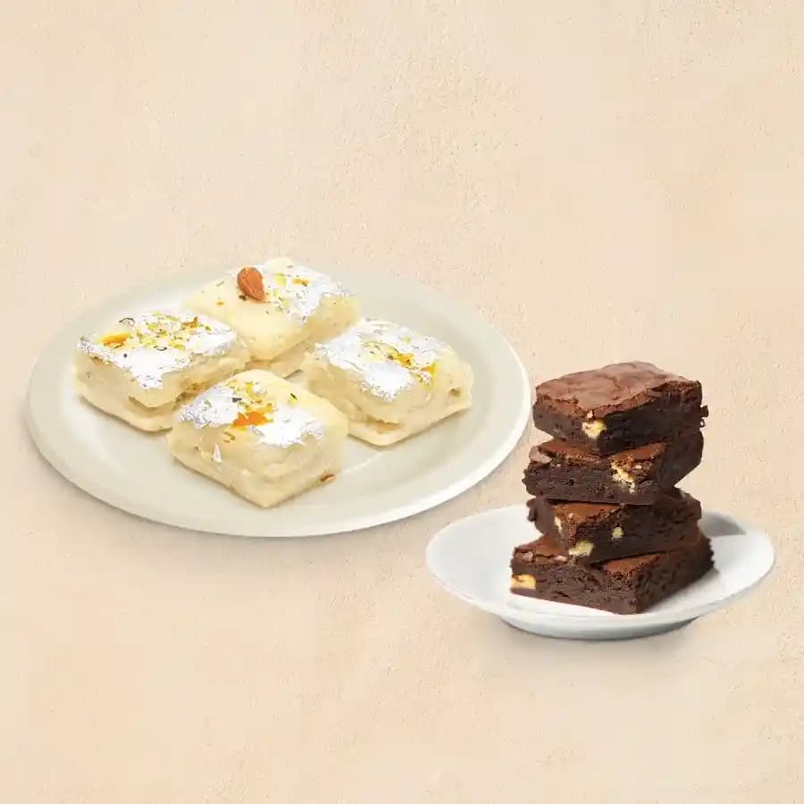 Brijwasi Sweets Malai Delight with Chocolate Brownies