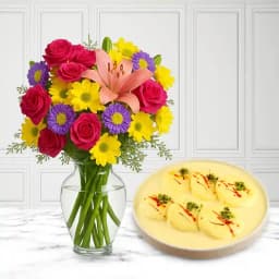 Charming Rasmalai Delight with Floral Extravaganza 1