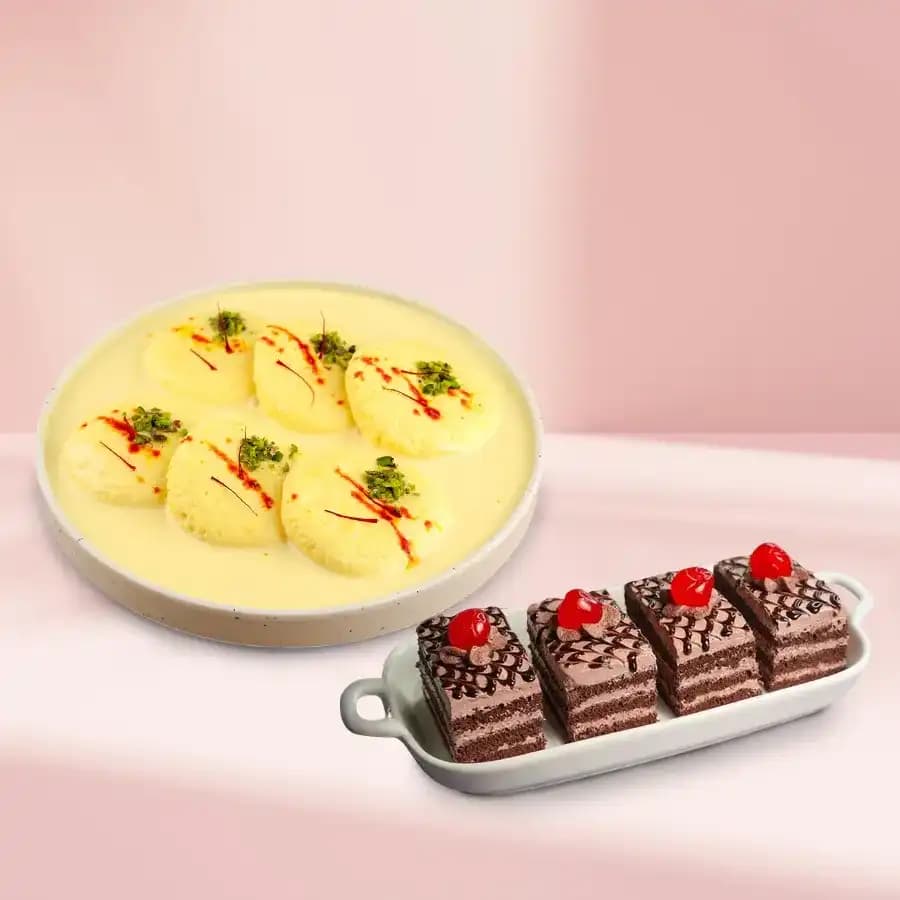 Irresistible Rasmalai Bundles with Creamy Chocolate Cake