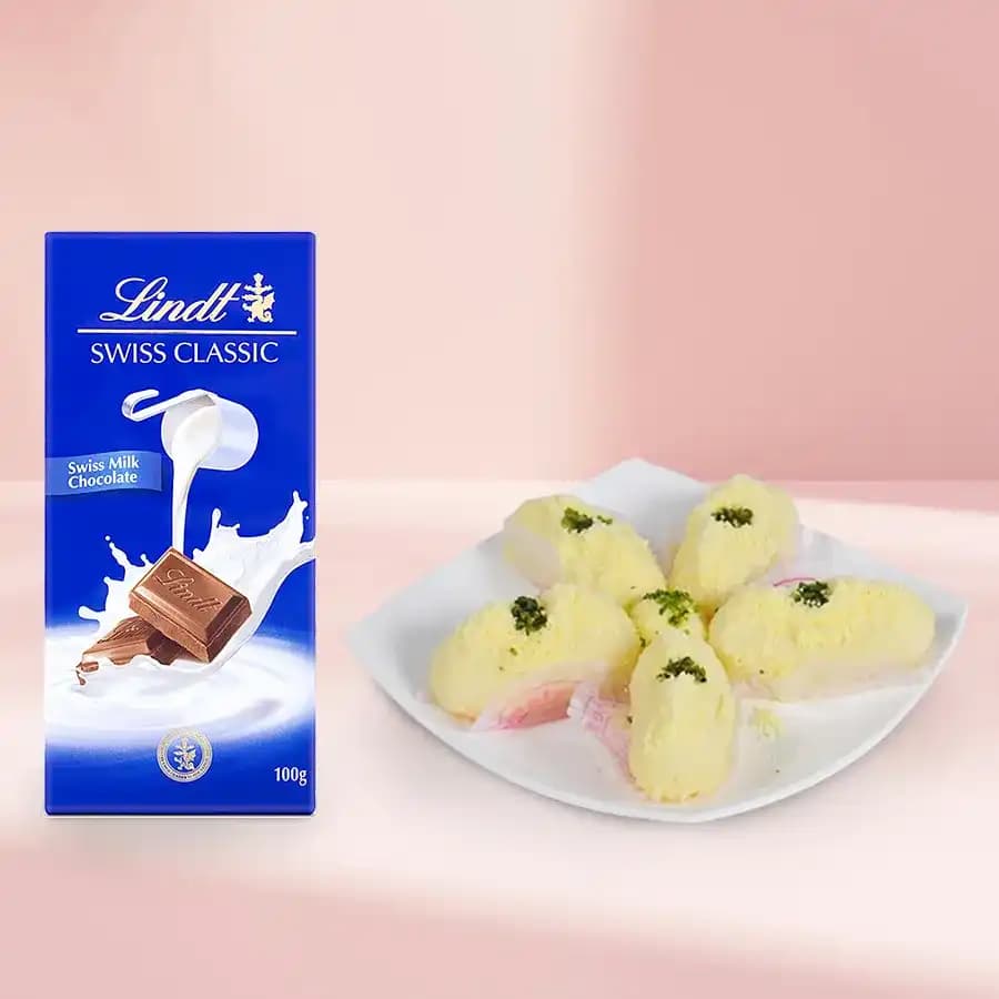 Delicious Malai Chum Chum Gift Set with Luxurious Lindt Chocolate