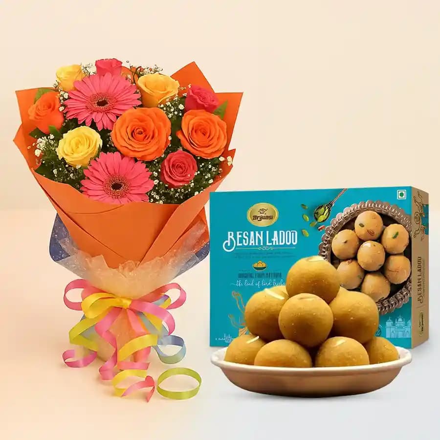 Delightful Duo: Laddus & Blossoms