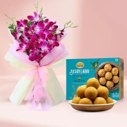 Gourmet Besan Laddu with Orchid Bloom 1