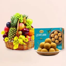 Sweet Harmony: Besan Laddu & Fresh Fruit Delight 1