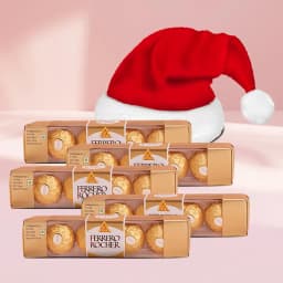 Amazing Trio of Ferrero Rocher Chocolate with Santa Cap N Decor 1