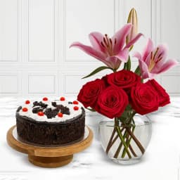 Fresh Flowers N Black Forest Combo 1