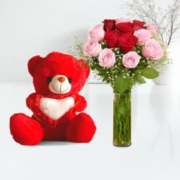 Romantic Roses Glass Vase Arrangement 1