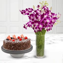 Tempting Black Forest Cake N Orchids Delight 1