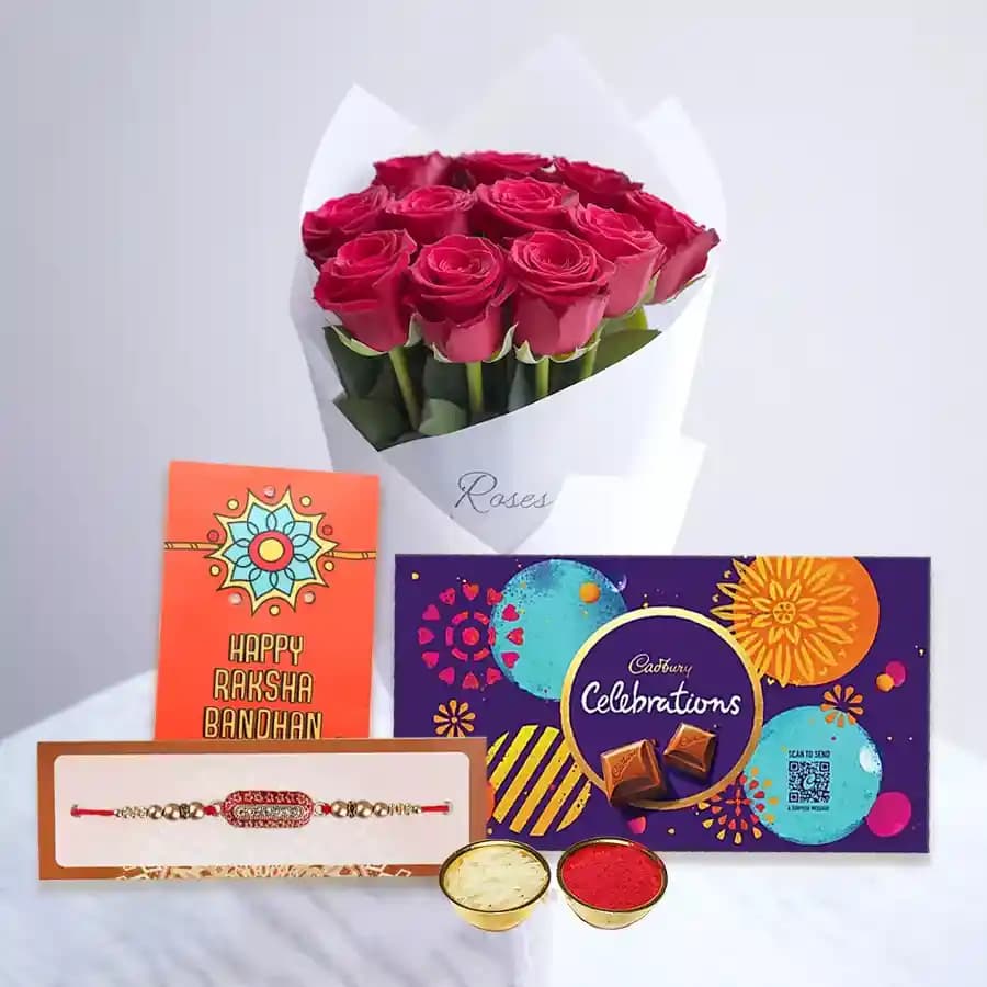Cadbury Delight with Red Roses for Your Brother