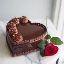 Love Shape Chocolate Cake N 1 Red Rose 1