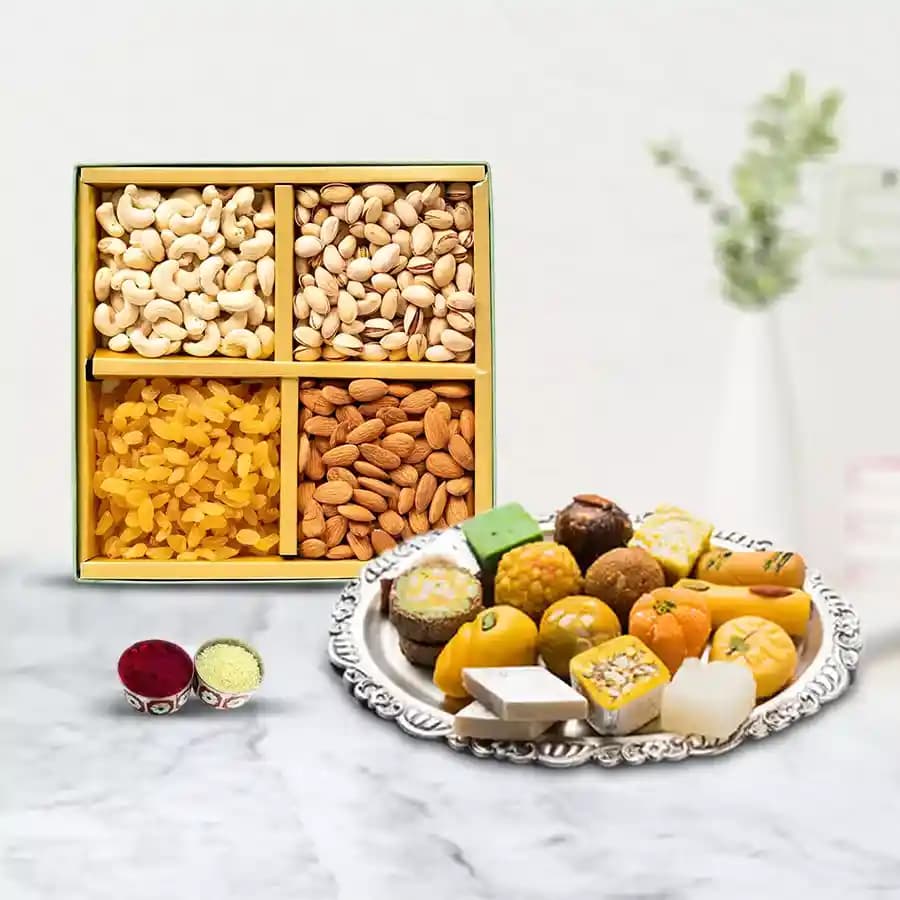 Delightful Combo of Assorted Haldirams Sweets N Assorted Dry Fruits