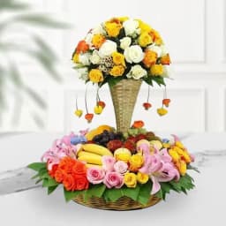 Marvellous Arrangement of Fresh Fruits N Flowers 1