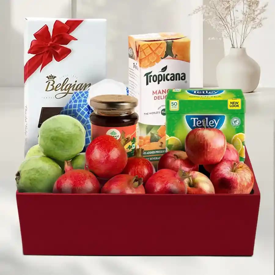 Enticing Box of Fresh Fruits N Assortments