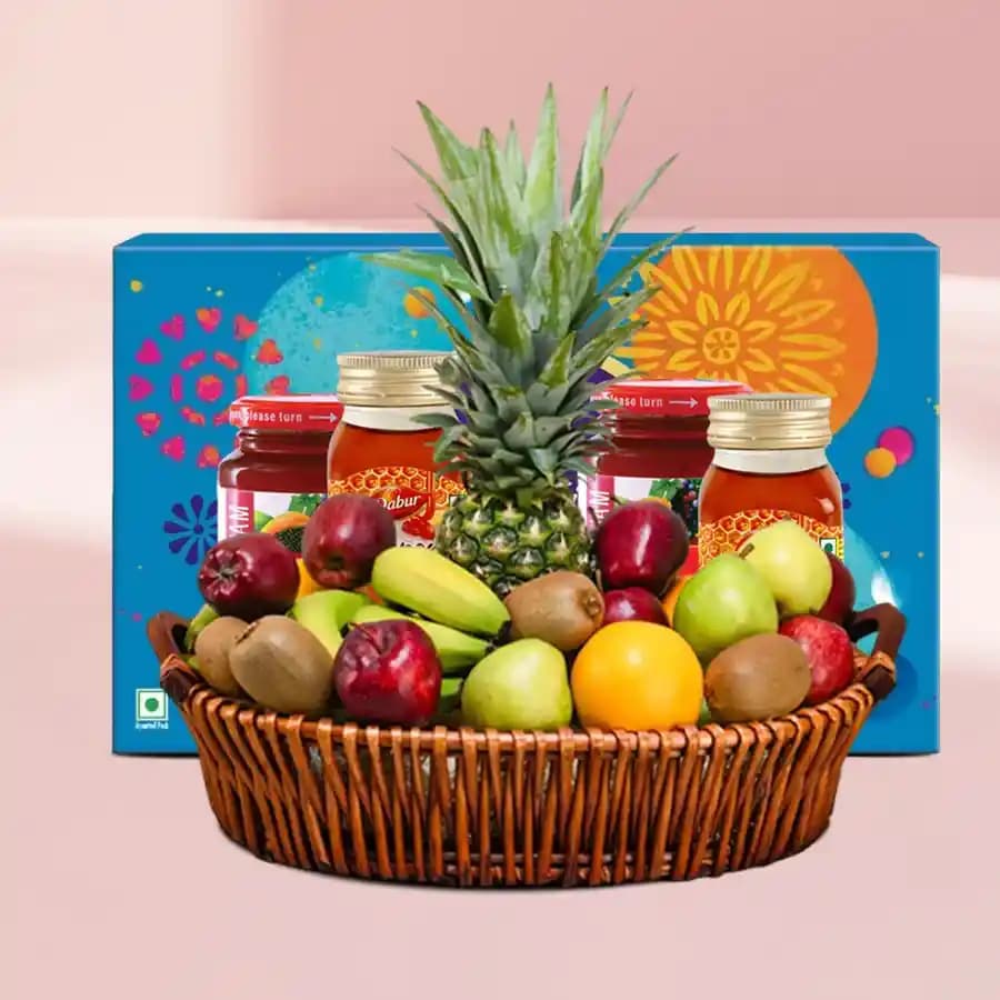 Delicious Wellness Gift Basket of Exotic Fruits