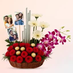 Sweetest Arrangement of Mixed Flowers with Personalized Photos 1
