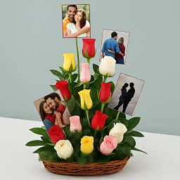 Stunning Arrangement of Mixed Roses n Personalized Pics 1