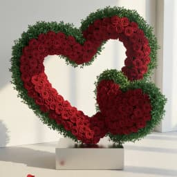 Charismatic Twin Heart on a Heart 175 Red Rose Arrangement 1