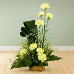 Soothing White Carnation Basket Arrangement 1