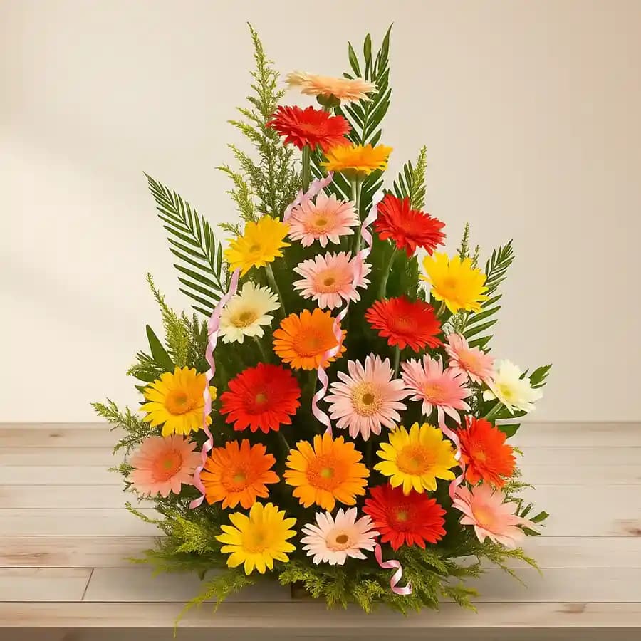 Stunning Basket of 25 Multicolored Gerberas