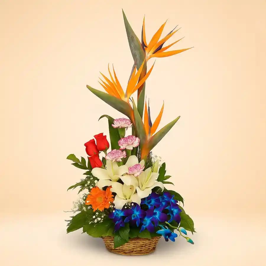 Dashing Mixed Flowers Basket