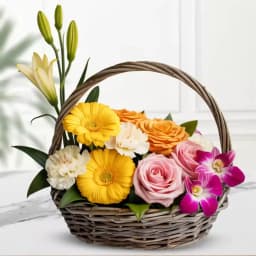 Stunning Mixed Flowers Basket 1