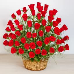 Blissful Red Roses Basket 1
