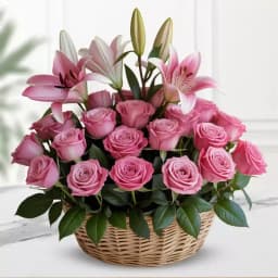 Pink Elegance Floral Basket 1