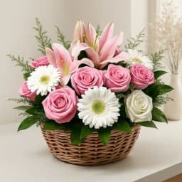 Perfect Mixed Flowers Basket Arrangement 1