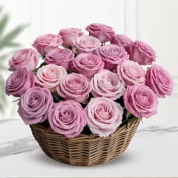 Embracing 18 Pink Roses Basket 1