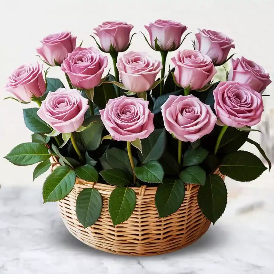 Impressive Pink Perfection Roses Basket