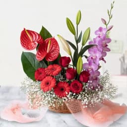 Delightful Mixed Flowers Basket 1